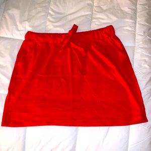 Red paper bag skirt